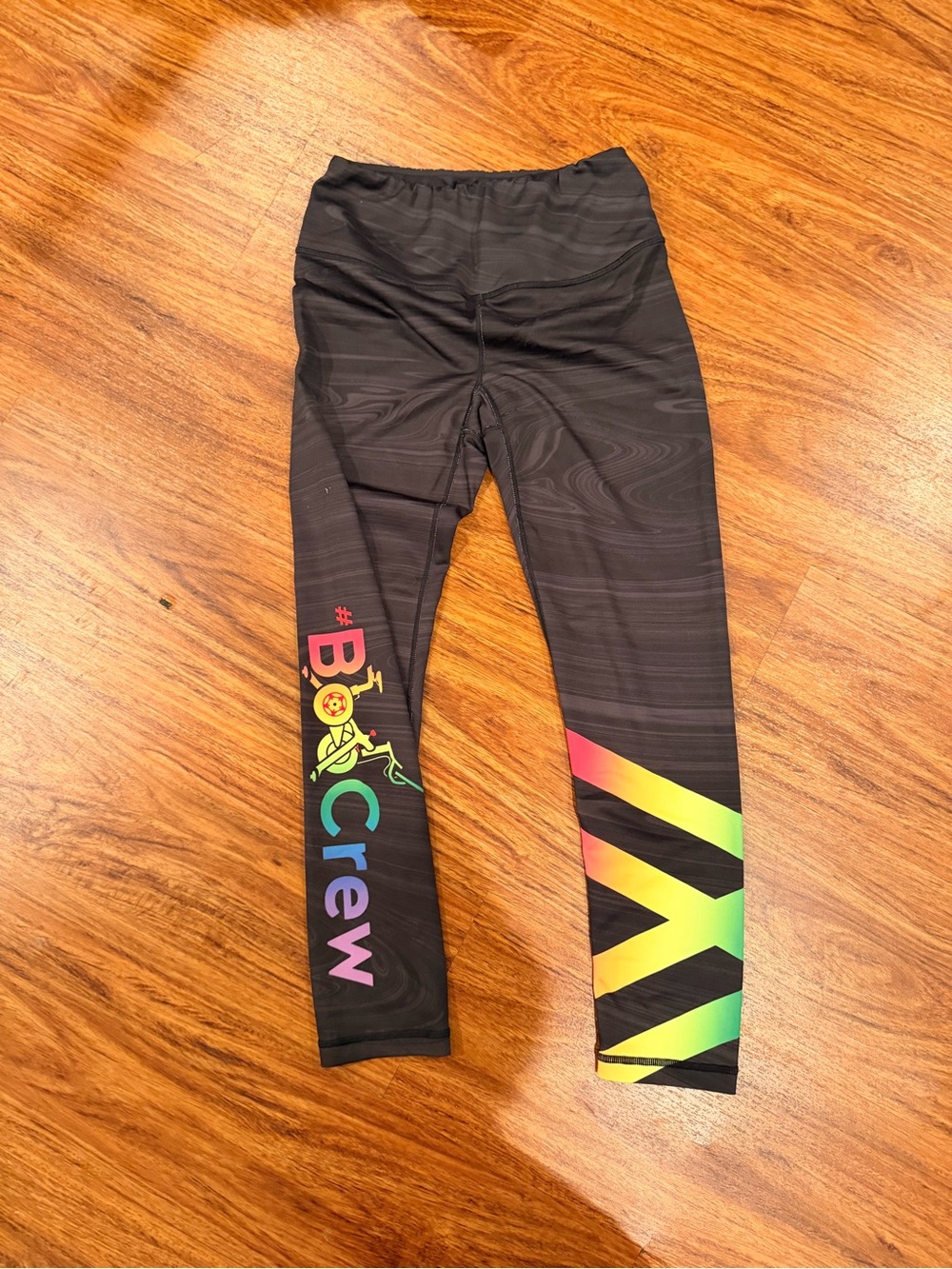 Women’s Boo Crew Peloton / Kali Black Active Leggings with Rainbow Graphics